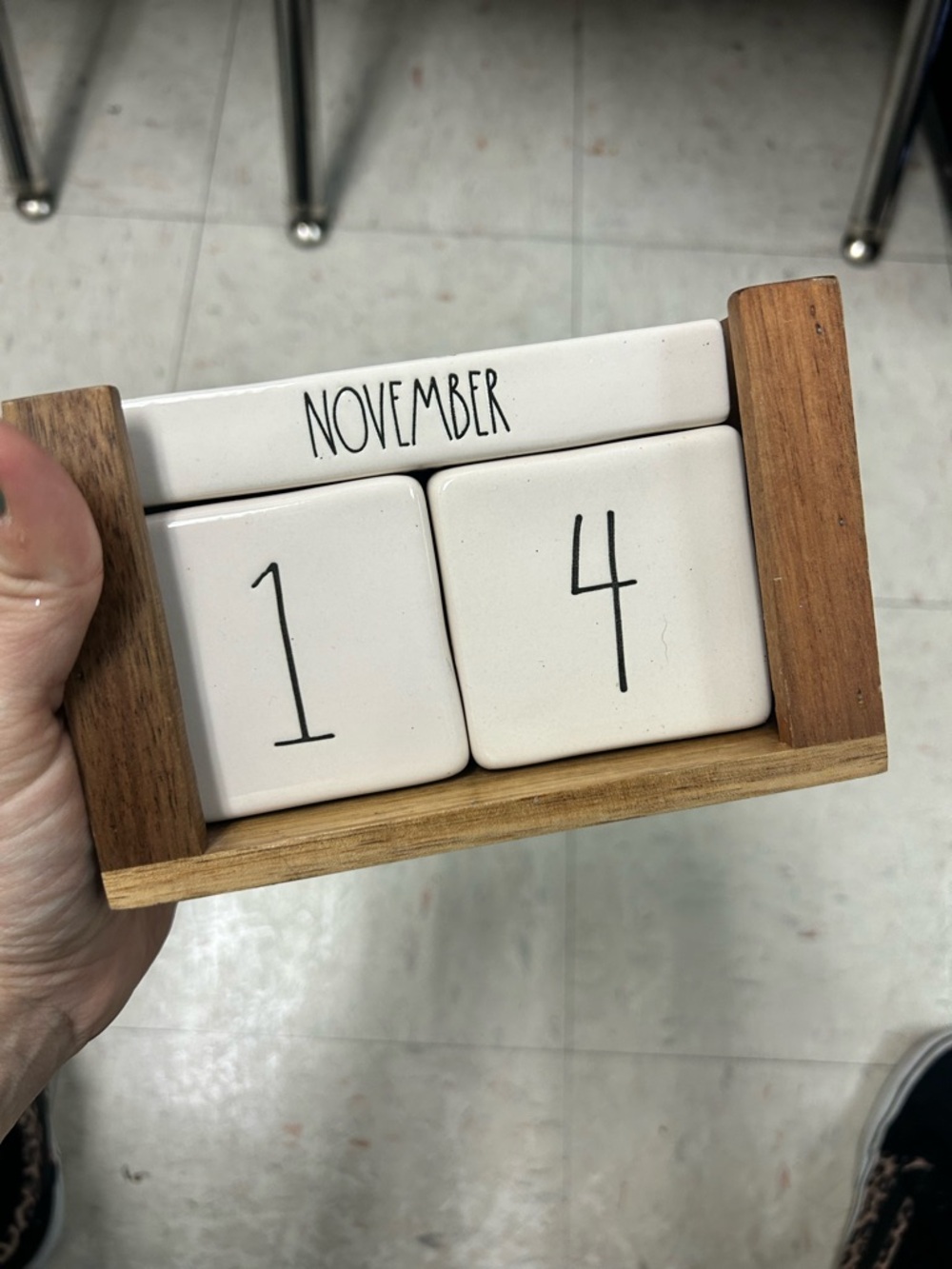 Rae Dunn Perpetual Desk Calendar | Farmhouse Wood Block Calendar | Magenta